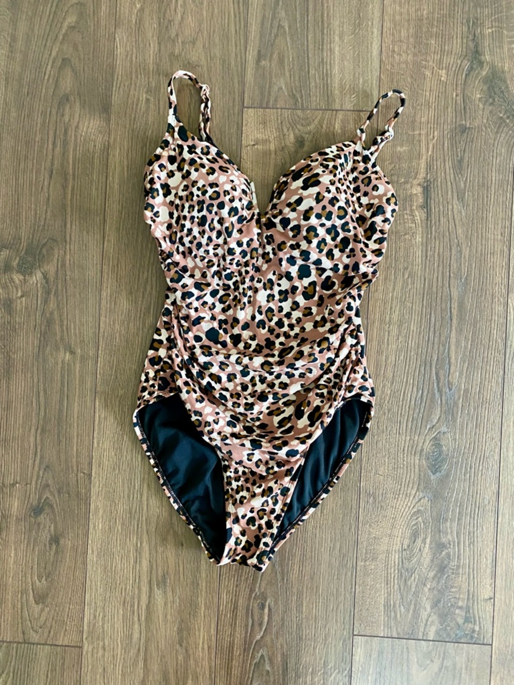 Time and Tru NWOT Leopard One-Piece Swimsuit - Black Brown and Tan